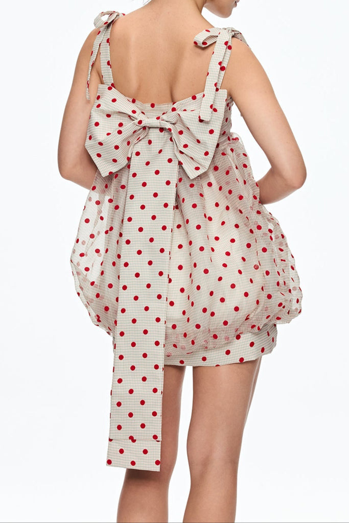 Stylish beautiful dress | jennifer Dot Grid Bow Mini Dress - Ideal for special occasions