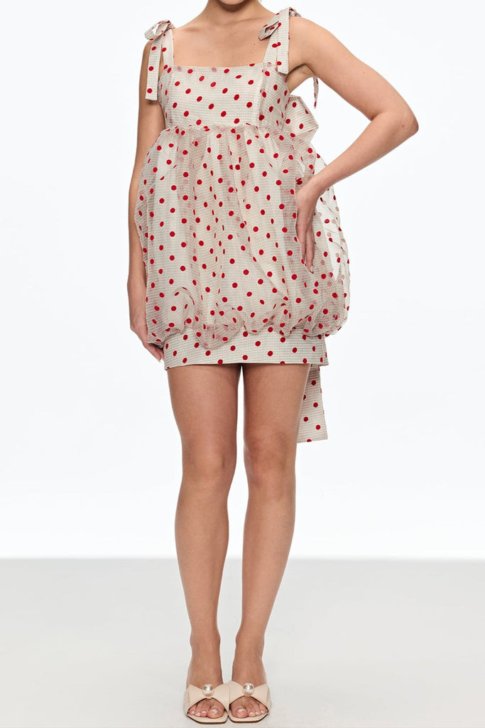 Stylish beautiful dress | jennifer Dot Grid Bow Mini Dress - Ideal for special occasions