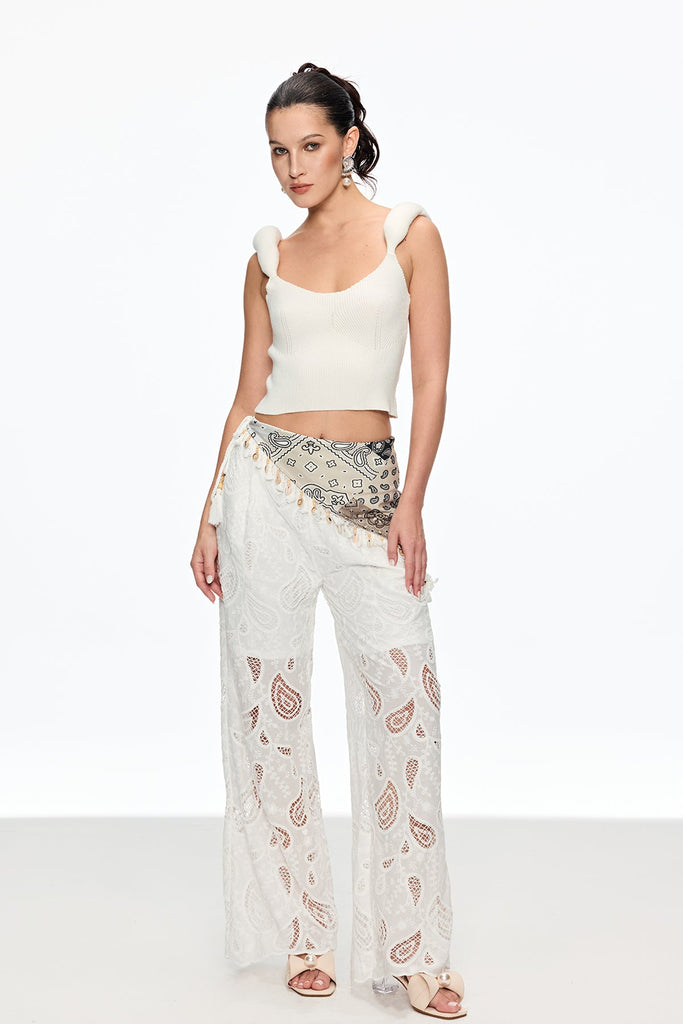 Calanthe Cutout Embroidered Pants - Stylish red dress for special occasions | Buy Online