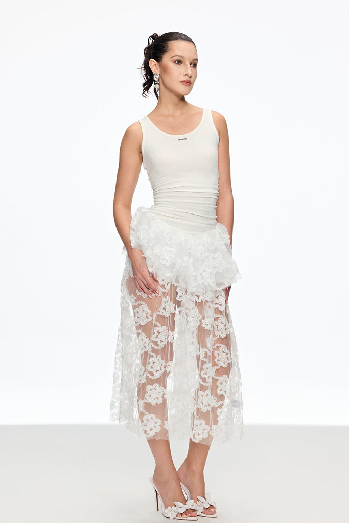 Calbhach Sleeveless Lace Midi Dress - Stylish beautiful dress for special occasions | Buy Online