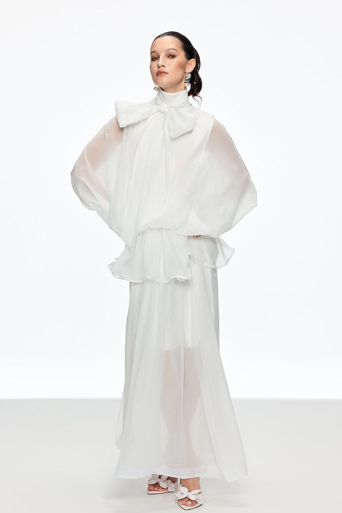 Stylish beautiful dress | Caleigh Bow Ruffle Maxi Dress - Ideal for special occasions