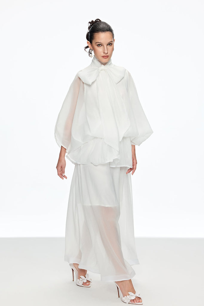 Caleigh Bow Ruffle Maxi Dress - Stylish beautiful dress for special occasions | Buy Online