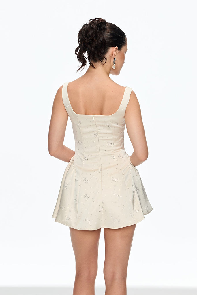 Calfuray Bow Rhinestone Mini Dress - Stylish beautiful dress for special occasions | Buy Online