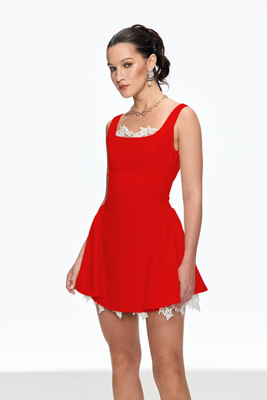 Caligula Sleeveless Mini Dress In Red