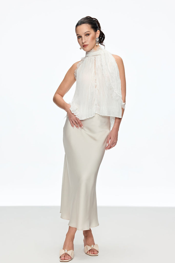 Stylish beautiful dress | Calixta Pearl Sleeveless Skirt Set - Ideal for special occasions