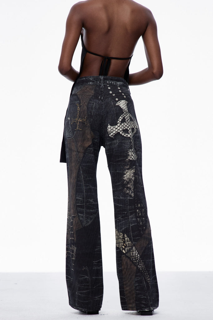 Callan Python Pattern Jeans - Stylish beautiful dress for special occasions | Buy Online