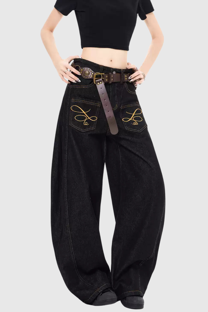 Callias Print Baggy Jeans - Stylish beautiful dress for special occasions | Buy Online