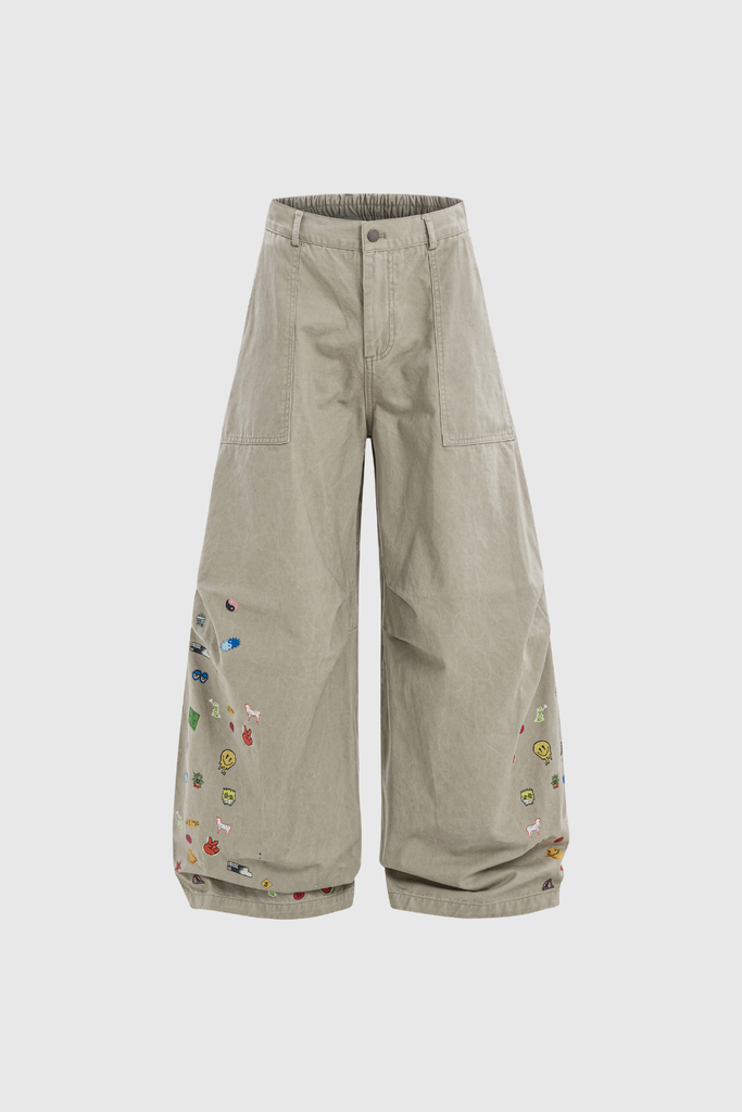 Shop  beautiful dress - Perfect for special occasions | Callinicus Print Wide Leg Jeans In Khaki