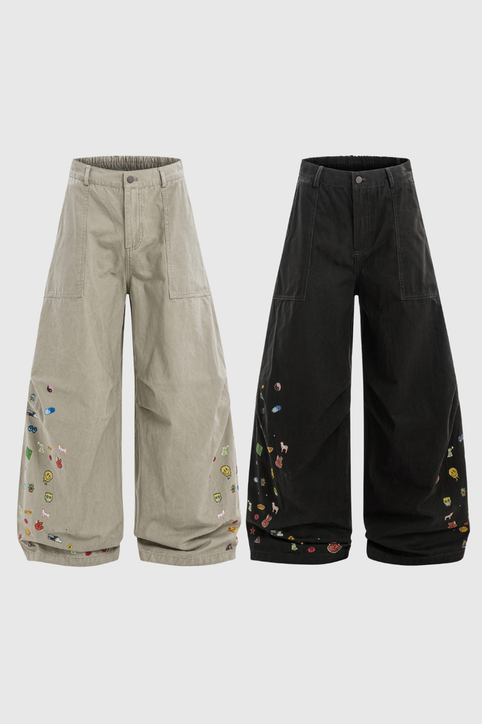 Stylish beautiful dress | Callinicus Print Wide Leg Jeans In Khaki - Ideal for special occasions