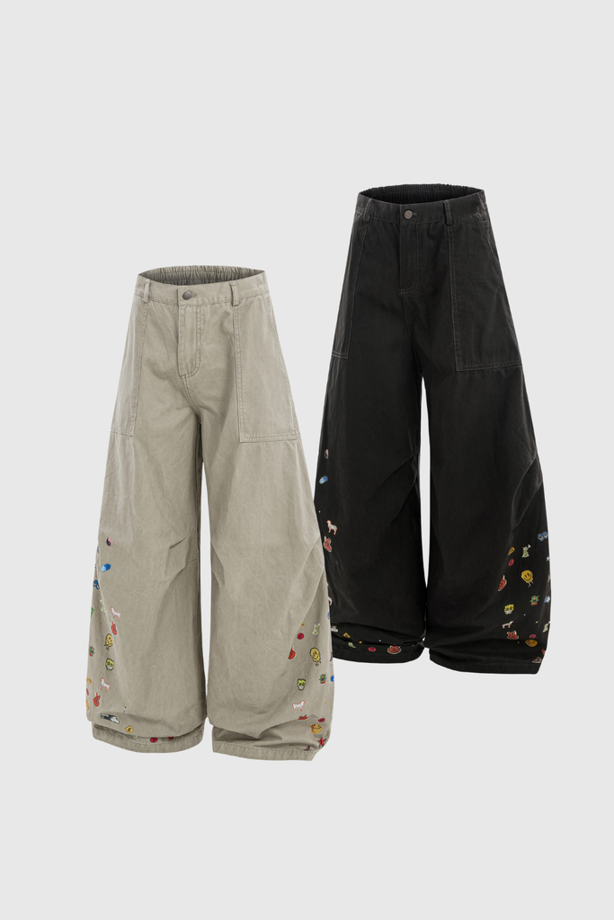 Callinicus Print Wide Leg Jeans In Black - Stylish black dress for special occasions | Buy Online