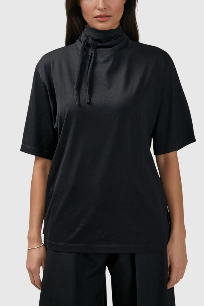 Shop  black dress - Perfect for special occasions | Callisto Lace Up T Shirt In Black