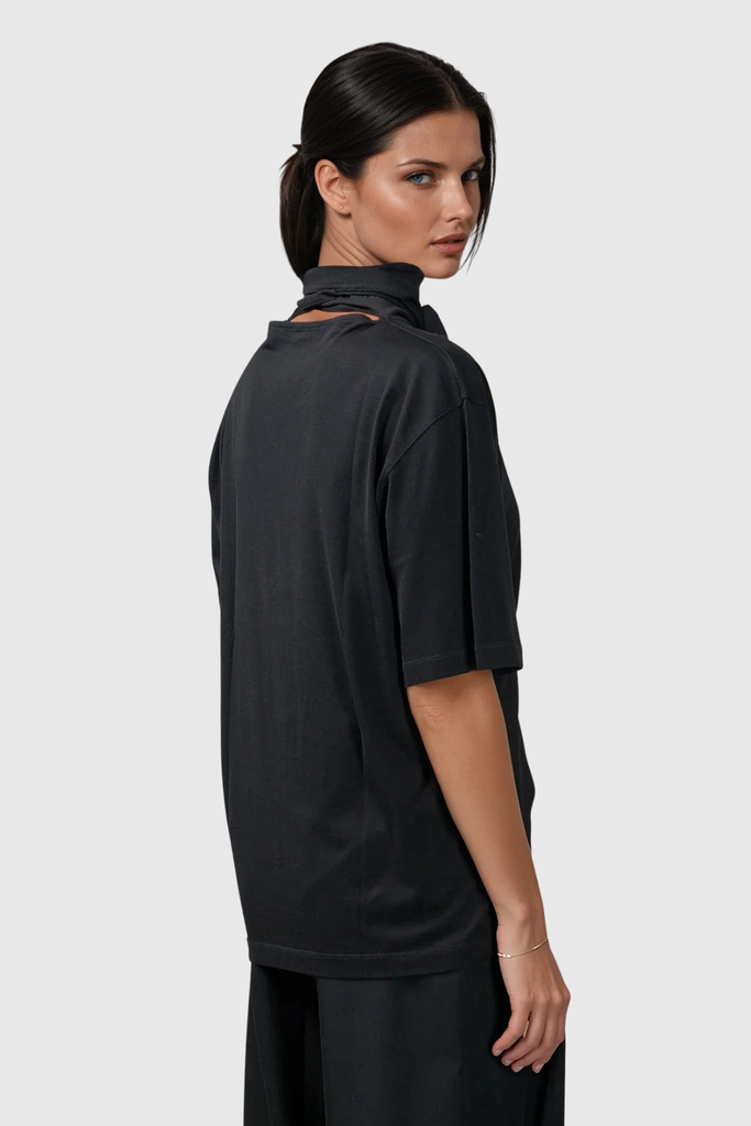 Shop  black dress - Perfect for special occasions | Callisto Lace Up T Shirt In Black
