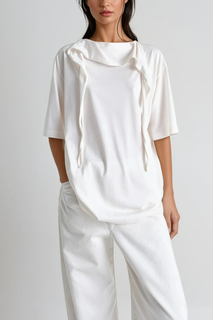 Shop  white dress - Perfect for special occasions | Callisto Lace Up T Shirt In White