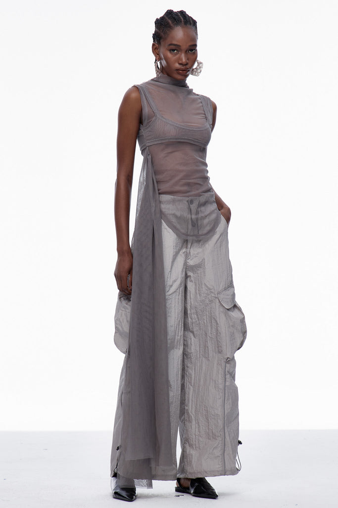 Calogero Ruch Drawstring Pants In Grey - Stylish beautiful dress for special occasions | Buy Online