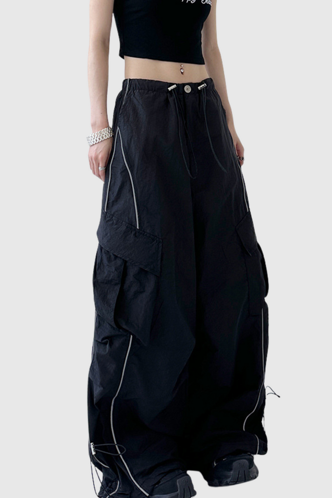 Calogero Ruch Drawstring Pants In Black - Stylish black dress for special occasions | Buy Online