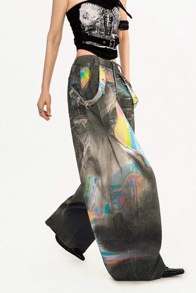 Calvin Laser Print Wide Leg Jeans - Stylish beautiful dress for special occasions | Buy Online