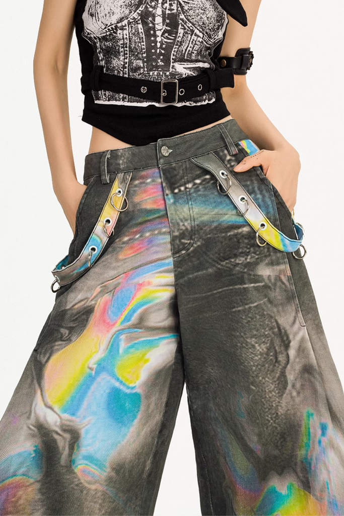 Calvin Laser Print Wide Leg Jeans - Stylish beautiful dress for special occasions | Buy Online