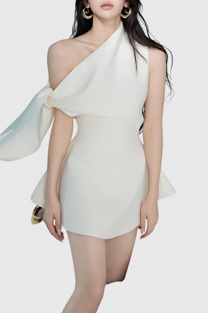 Stylish beautiful dress | Calwa Asymmetric One Shoulder Flare Mini Dress - Ideal for special occasions