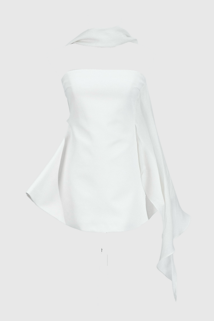 Calwa Scarf Strapless Flare Mini Dress - Stylish beautiful dress for special occasions | Buy Online