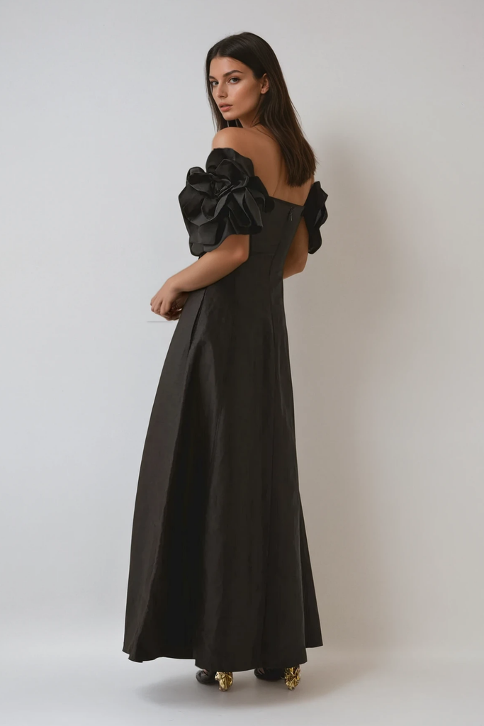Shop  black dress - Perfect for special occasions | Calypso Flower Maxi Dress In Black