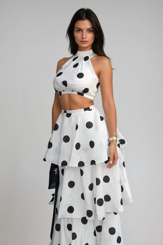 Shop  beautiful dress - Perfect for special occasions | Camal Dot Ruffle Skirt Set