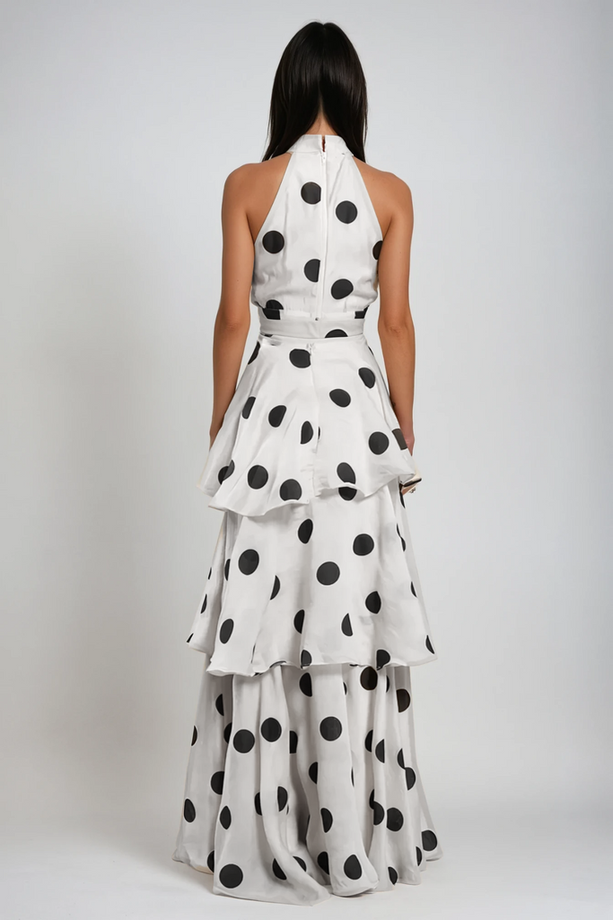 Stylish beautiful dress | Camal Dot Ruffle Skirt Set - Ideal for special occasions