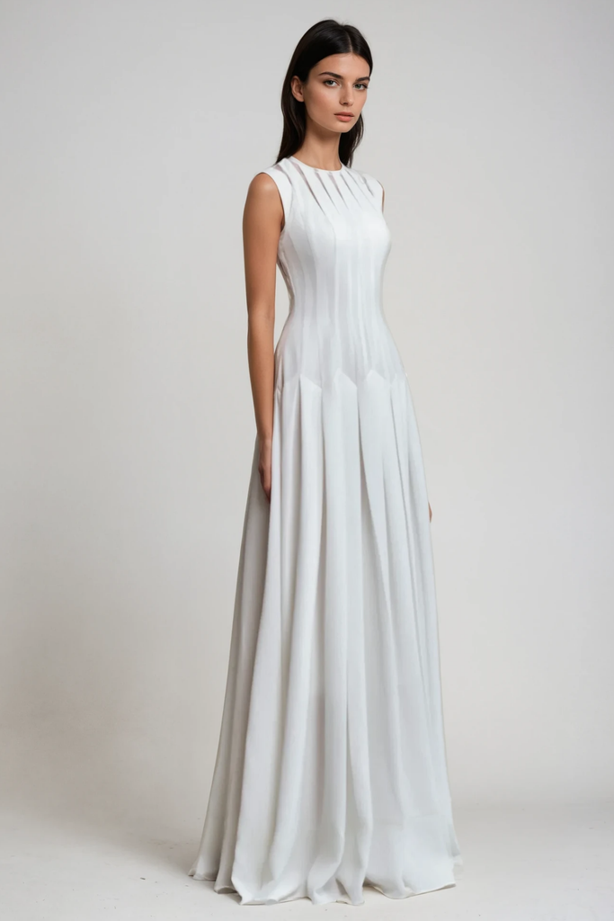 Cambria Ruch Ruffle Sleeveless Maxi Dress - Stylish beautiful dress for special occasions | Buy Online