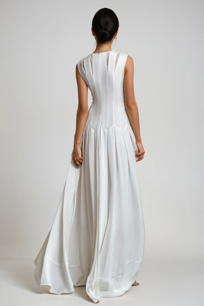 Cambria Ruch Ruffle Sleeveless Maxi Dress - Stylish beautiful dress for special occasions | Buy Online