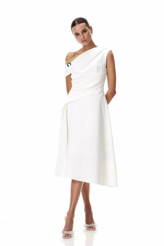 Stylish beautiful dress | Cambyses One Shouder Ruch Midi Dress - Ideal for special occasions