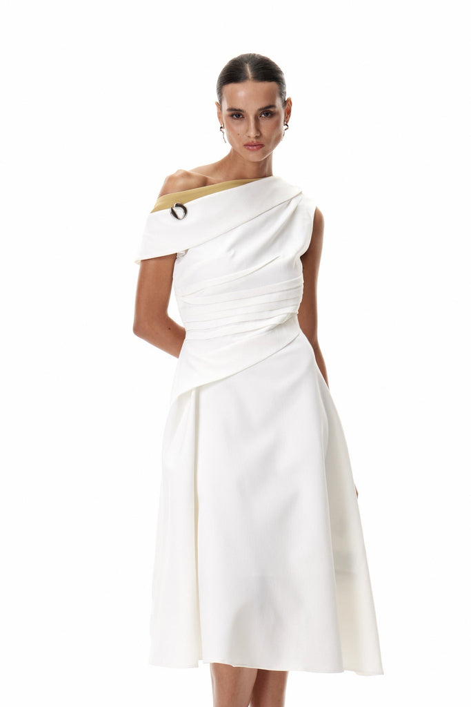 Stylish beautiful dress | Cambyses One Shouder Ruch Midi Dress - Ideal for special occasions