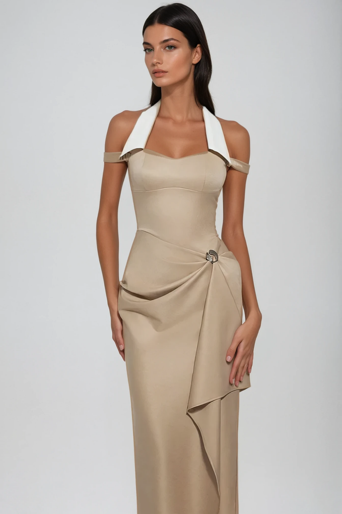 Shop  beautiful dress - Perfect for special occasions | Camden Halter Neck Asymmetric Midi Dress