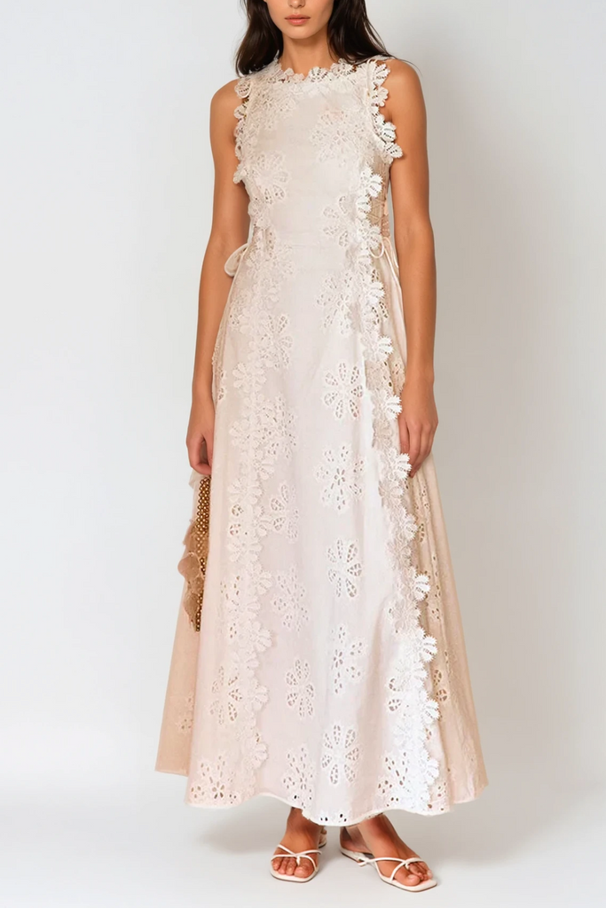 Camellia Spaghetti Embroidered Maxi Dress - Stylish red dress for special occasions | Buy Online