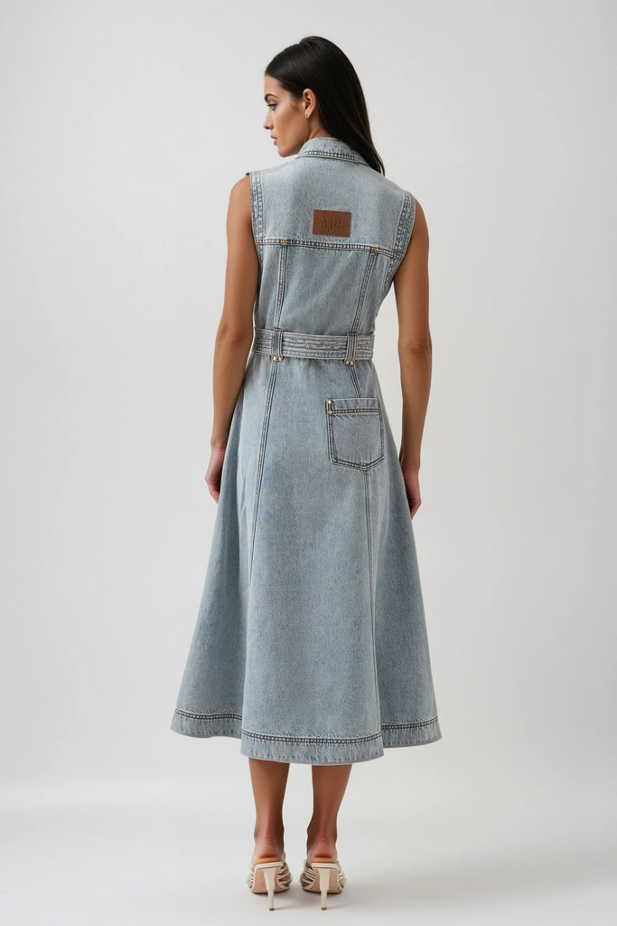 Stylish blue dress | Camilla Sleeveless Denim Dress In Blue - Ideal for special occasions