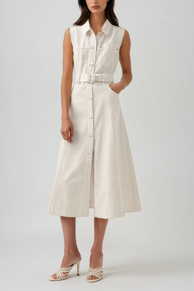 Shop  white dress - Perfect for special occasions | Camilla Sleeveless Denim Dress In White