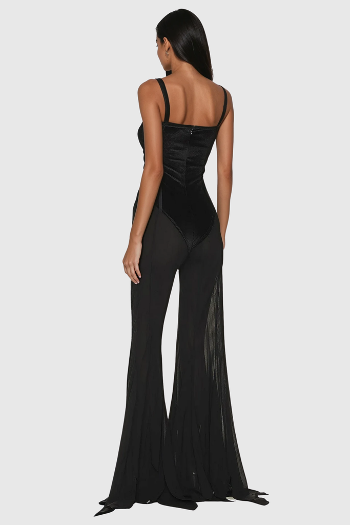 Camron Cutout Split Mesh Jumpsuit - Stylish beautiful dress for special occasions | Buy Online