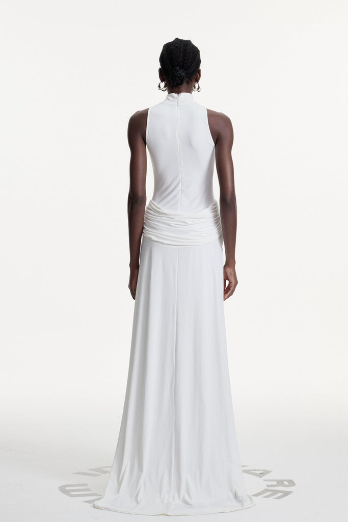Stylish white dress | Canaan Ruch Sleeveless Split Maxi Dress In White - Ideal for special occasions