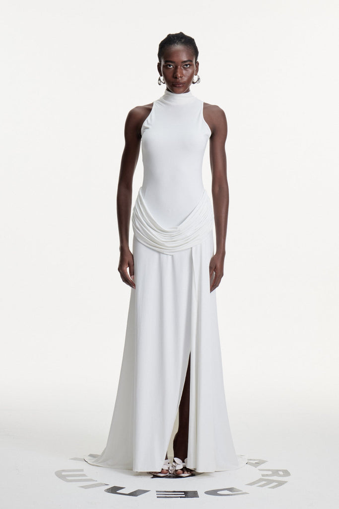 Canaan Ruch Sleeveless Split Maxi Dress In White - Stylish white dress for special occasions | Buy Online