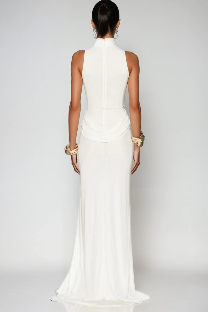 Stylish white dress | Canaan Ruch Sleeveless Split Maxi Dress In White - Ideal for special occasions