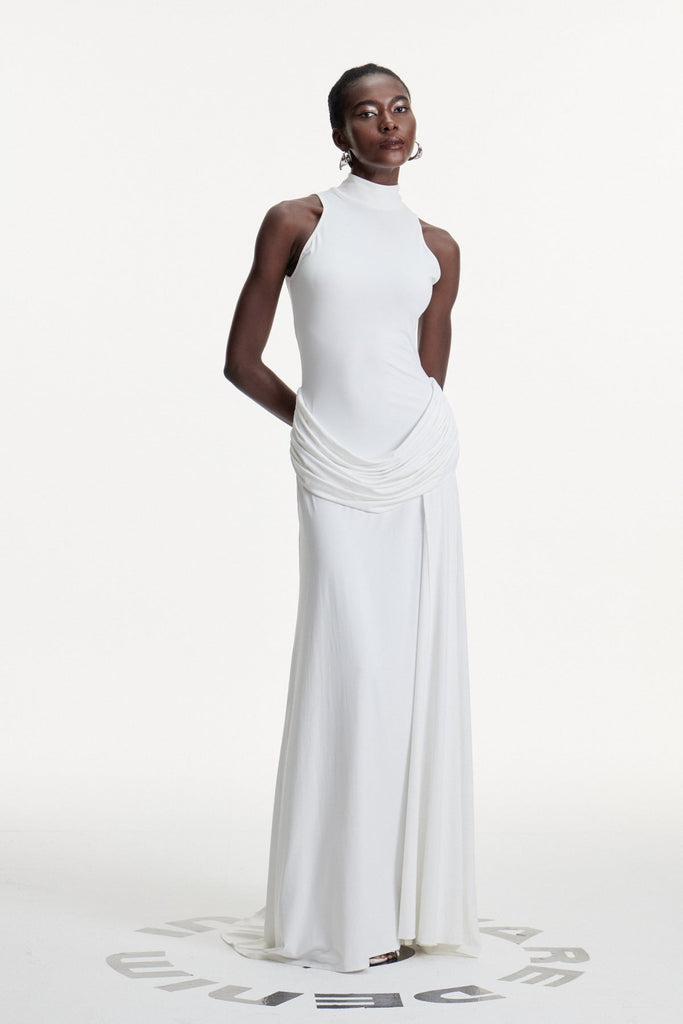 Stylish white dress | Canaan Ruch Sleeveless Split Maxi Dress In White - Ideal for special occasions
