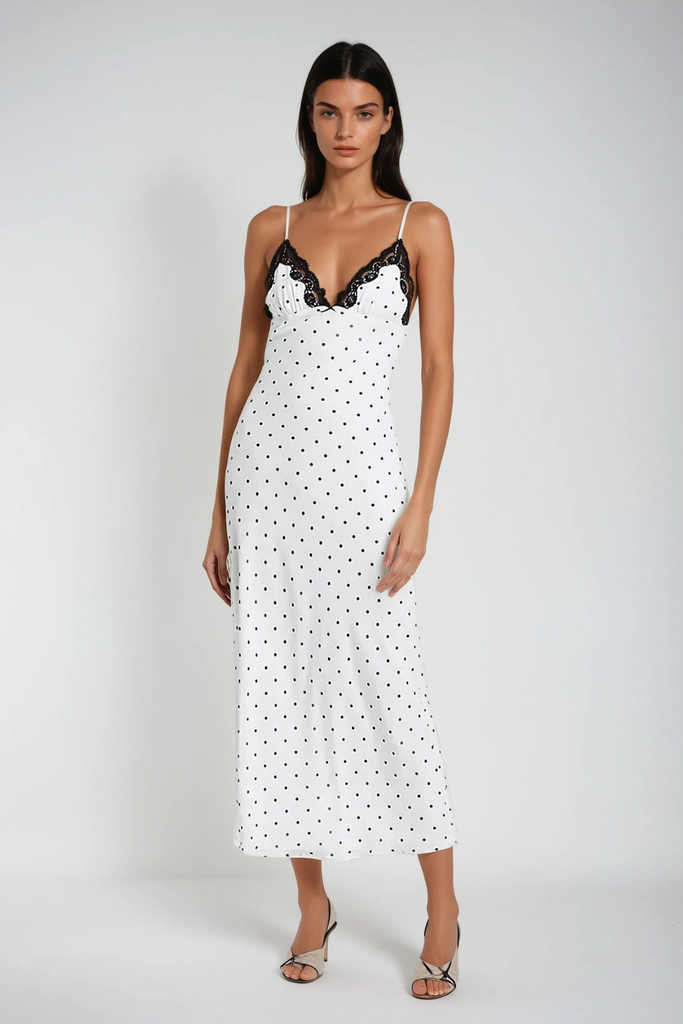 Stylish beautiful dress | Candace Spaghetti Dot Lace Maxi Dress - Ideal for special occasions