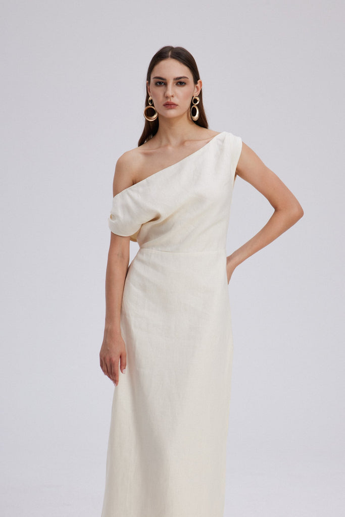 Stylish beautiful dress | Candela One Shoulder Ruch Maxi Dress - Ideal for special occasions