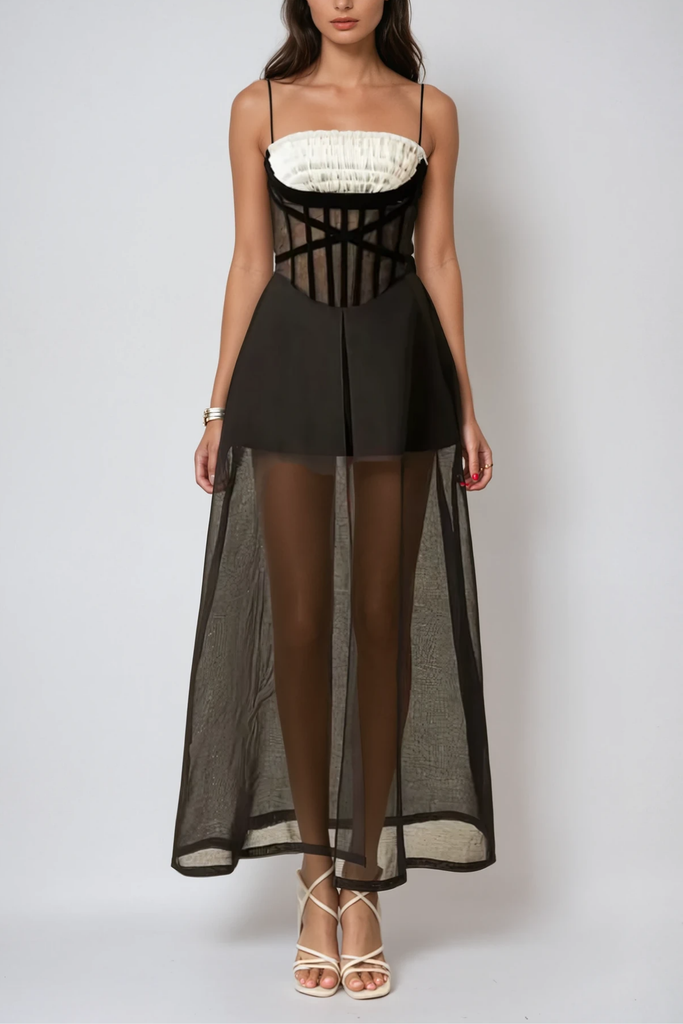 Stylish beautiful dress | Candelaria Ruch Mesh Corset Maxi Dress - Ideal for special occasions