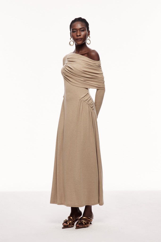 Shop  beautiful dress - Perfect for special occasions | Candi Ruch Asymmetric Maxi Dress In Khaki