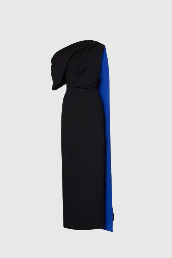 Stylish black dress | Candidus Shawl Ruch Asymmetric Midi Dress In Black - Ideal for special occasions