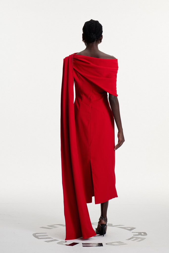 Shop  beautiful dress - Perfect for special occasions | Candidus Shawl Ruch Asymmetric Midi Dress