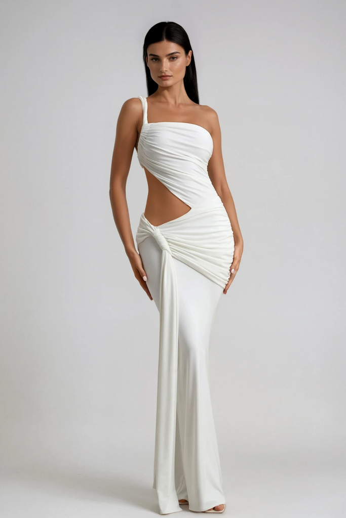 Candy Cutout Asymmetric Ruch Maxi Dress - Stylish beautiful dress for special occasions | Buy Online