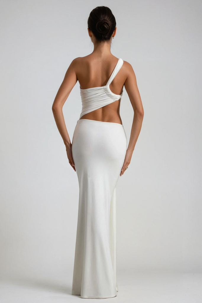 Candy Cutout Asymmetric Ruch Maxi Dress - Stylish beautiful dress for special occasions | Buy Online