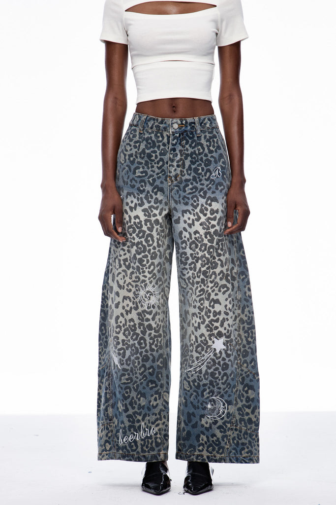 Stylish beautiful dress | Cansu Leopard Baggy Jeans - Ideal for special occasions