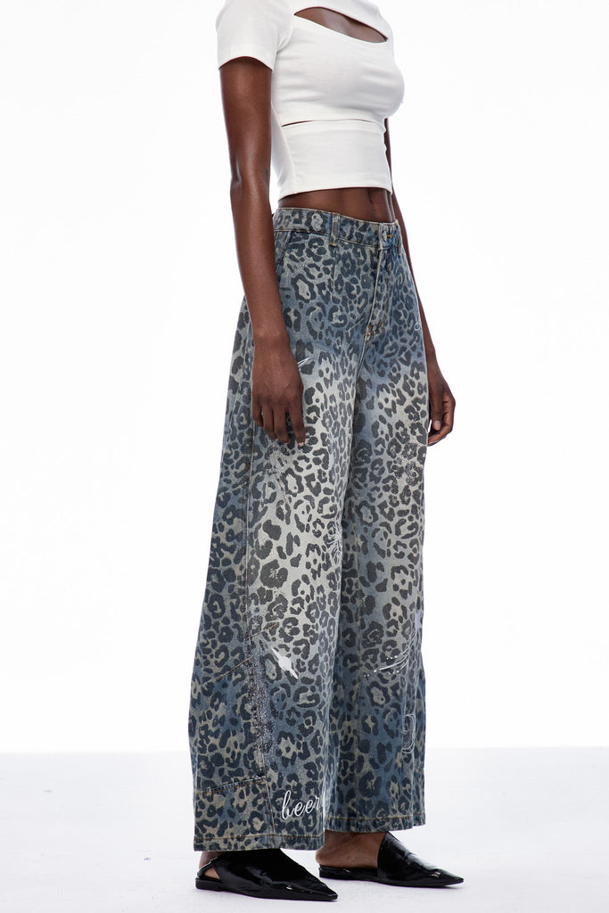 Shop  beautiful dress - Perfect for special occasions | Cansu Leopard Baggy Jeans