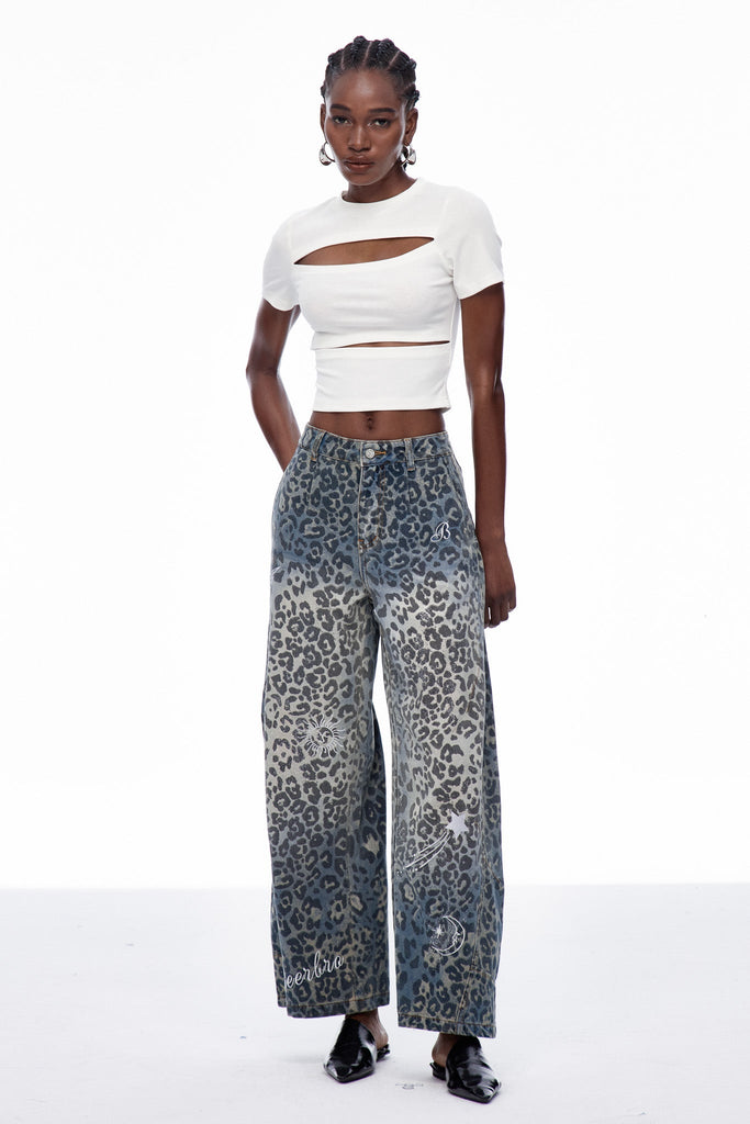 Stylish beautiful dress | Cansu Leopard Baggy Jeans - Ideal for special occasions